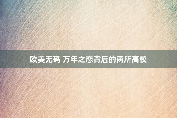 欧美无码 万年之恋背后的两所高校