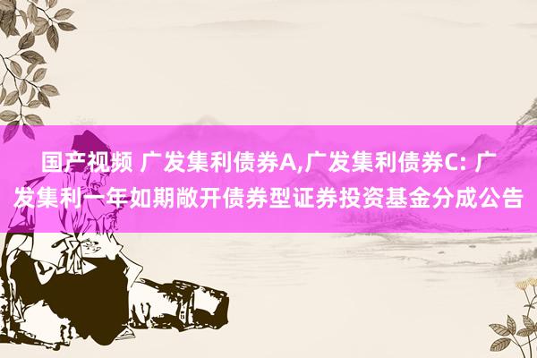 国产视频 广发集利债券A,广发集利债券C: 广发集利一年如期敞开债券型证券投资基金分成公告
