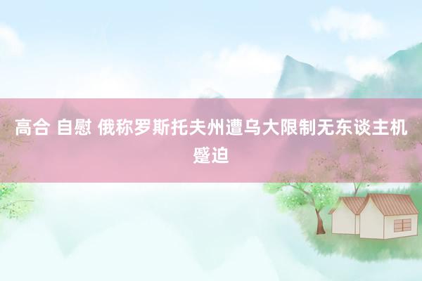高合 自慰 俄称罗斯托夫州遭乌大限制无东谈主机蹙迫