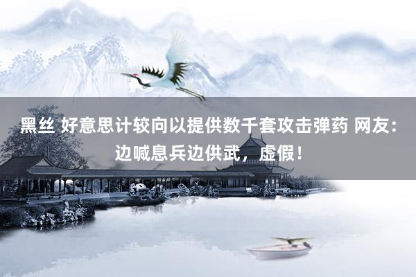 黑丝 好意思计较向以提供数千套攻击弹药 网友：边喊息兵边供武，虚假！