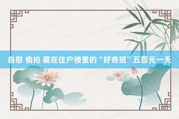 自慰 偷拍 藏在住户楼里的“好奇班”五百元一天