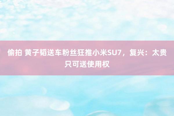 偷拍 黄子韬送车粉丝狂推小米SU7，复兴：太贵只可送使用权
