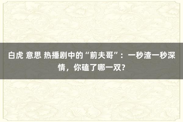 白虎 意思 热播剧中的“前夫哥”：一秒渣一秒深情，你磕了哪一双？