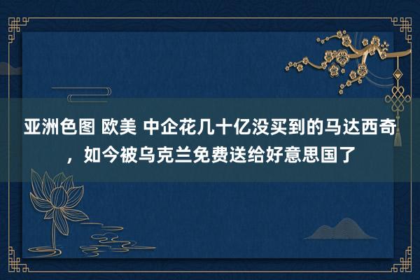 亚洲色图 欧美 中企花几十亿没买到的马达西奇，如今被乌克兰免费送给好意思国了
