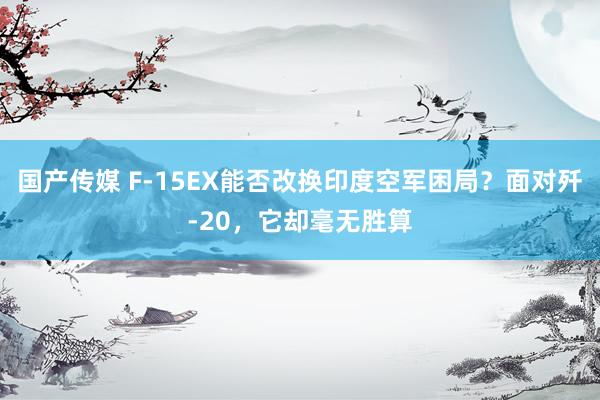 国产传媒 F-15EX能否改换印度空军困局？面对歼-20，它却毫无胜算