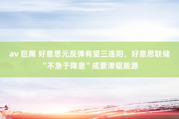 av 巨屌 好意思元反弹有望三连阳，好意思联储“不急于降息”成要津驱能源
