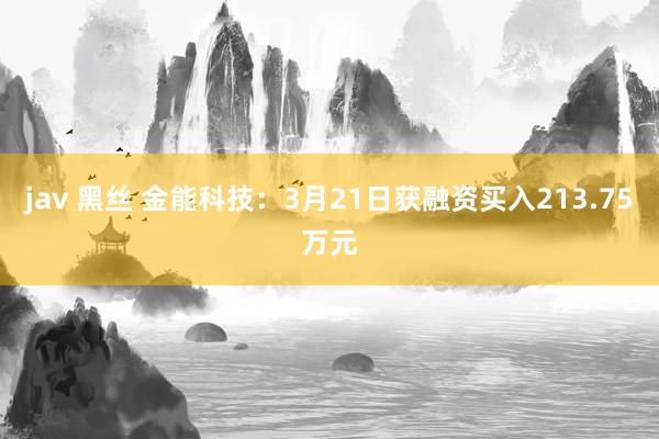 jav 黑丝 金能科技：3月21日获融资买入213.75万元