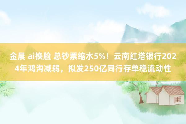金晨 ai换脸 总钞票缩水5%！云南红塔银行2024年鸿沟减弱，拟发250亿同行存单稳流动性