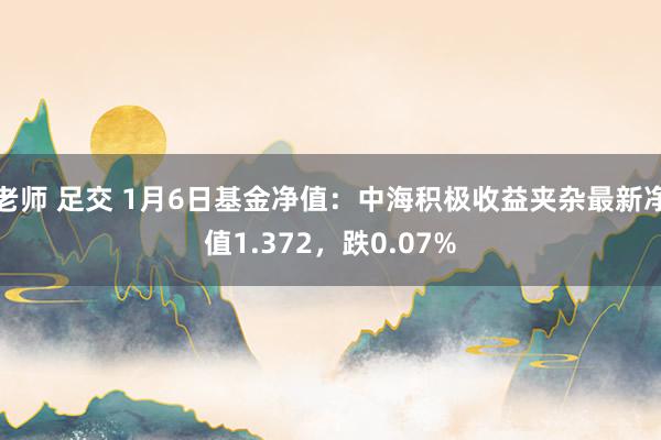 老师 足交 1月6日基金净值：中海积极收益夹杂最新净值1.372，跌0.07%