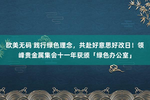 欧美无码 践行绿色理念，共赴好意思好改日！领峰贵金属集会十一年获颁「绿色办公室」