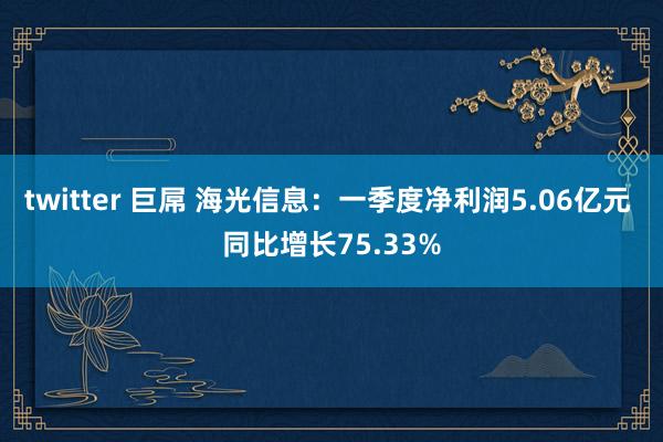 twitter 巨屌 海光信息：一季度净利润5.06亿元 同比增长75.33%