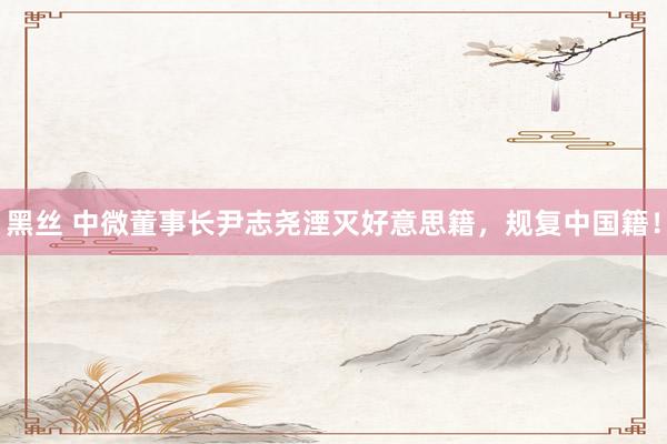 黑丝 中微董事长尹志尧湮灭好意思籍，规复中国籍！