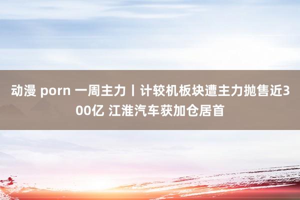 动漫 porn 一周主力丨计较机板块遭主力抛售近300亿 江淮汽车获加仓居首