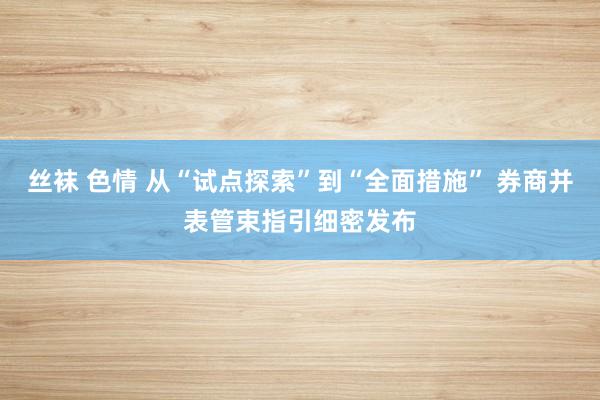 丝袜 色情 从“试点探索”到“全面措施” 券商并表管束指引细密发布