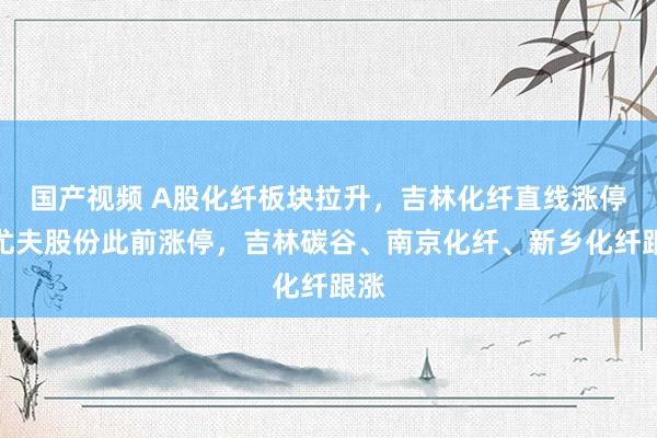 国产视频 A股化纤板块拉升，吉林化纤直线涨停，尤夫股份此前涨停，吉林碳谷、南京化纤、新乡化纤跟涨