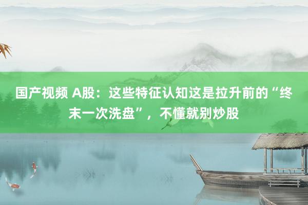 国产视频 A股：这些特征认知这是拉升前的“终末一次洗盘”，不懂就别炒股